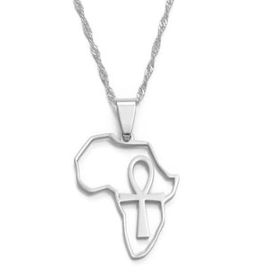 Africa Map & Ankh Pendant Necklace - Authenticblkwidow