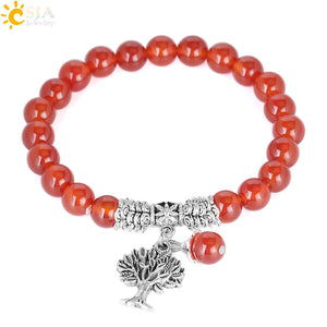 Red Onyx Tree of  Life Beaded Bracelet - Authenticblkwidow