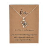I love You in 100 Different Languages Heart Shaped Projection Necklace with Card - Authenticblkwidow