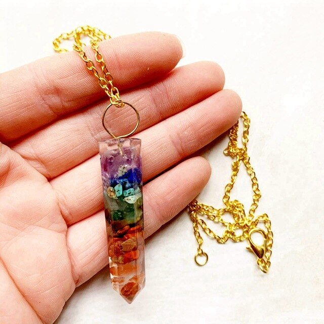 7 Chakra Orgone Healing Crystal Pendant Necklace - Authenticblkwidow