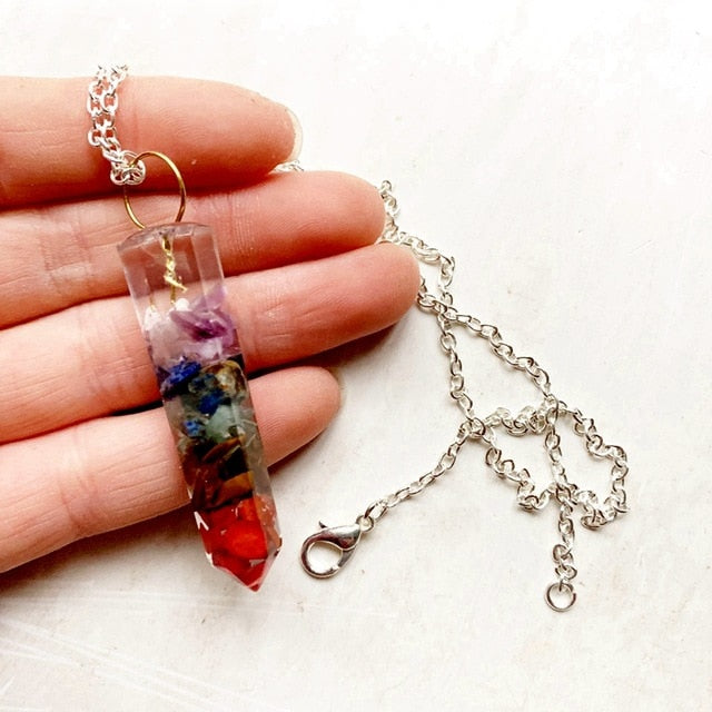7 Chakra Orgone Healing Crystal Pendant Necklace - Authenticblkwidow