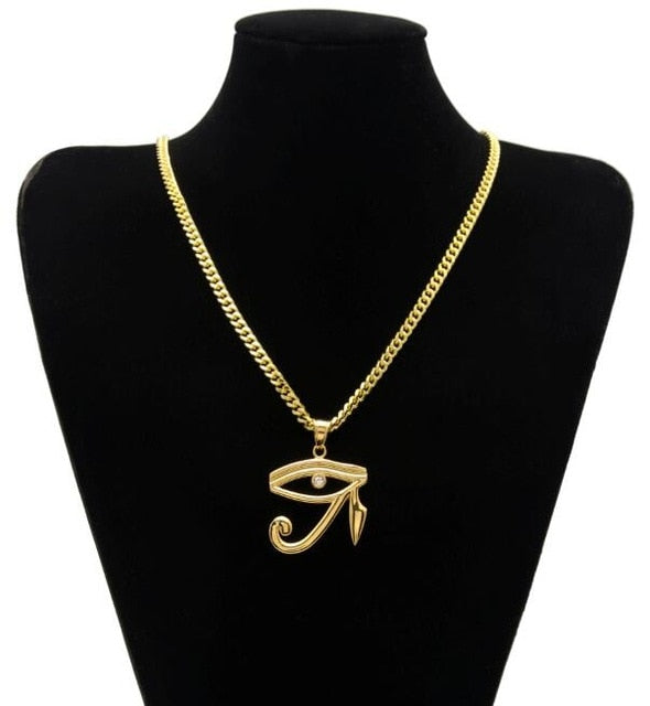 The Eye of Horus Charm Pendant with Cuban Chain - Authenticblkwidow