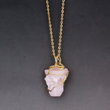Natural Stone Rose Crystal Quartz Wire Wrapped Pendant Necklace - Authenticblkwidow