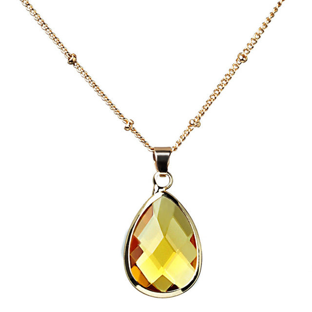 Natural Color Birthstone Pendant Crystal Quartz Necklace - Authenticblkwidow