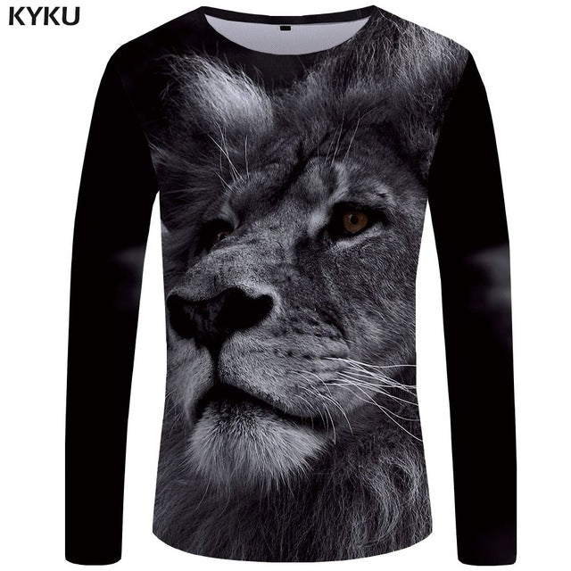 Sensational 3D Lion Long Sleeve Shirt - Authenticblkwidow