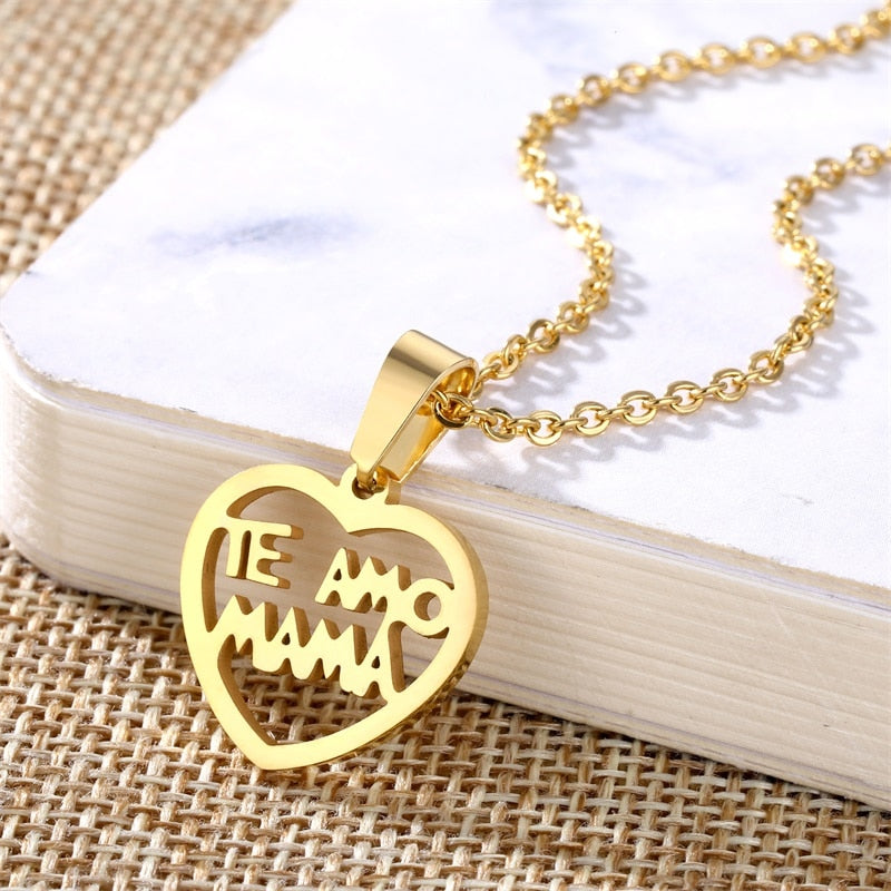I Love You Mom Charm Necklace - Authenticblkwidow