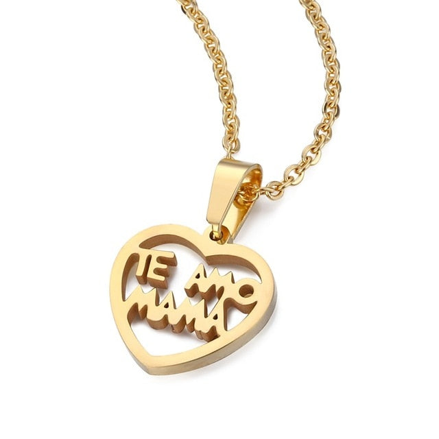 I Love You Mom Charm Necklace - Authenticblkwidow