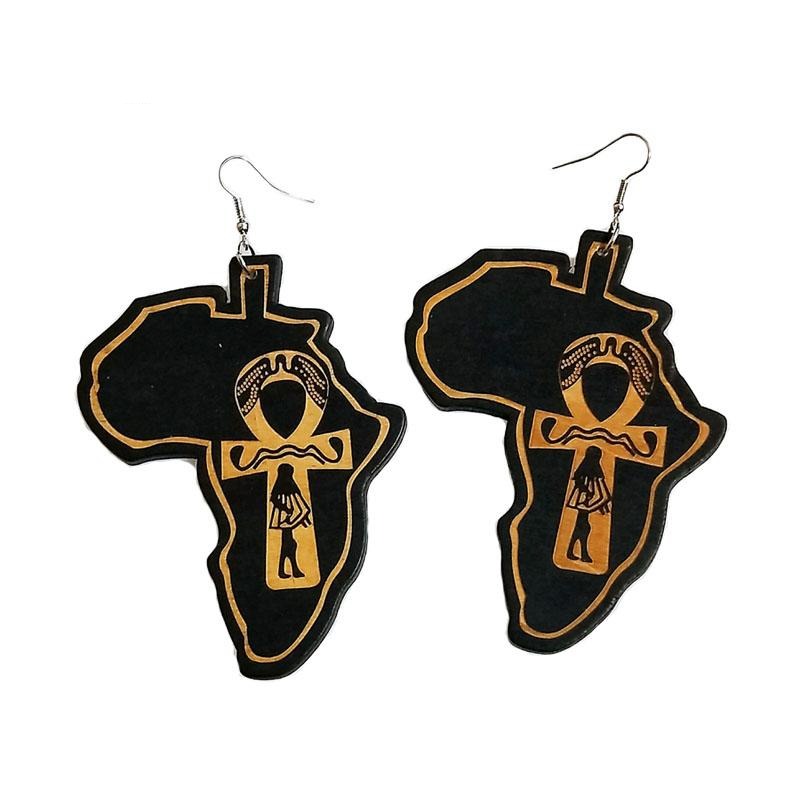 Africa Map Ankh Earrings - Authenticblkwidow